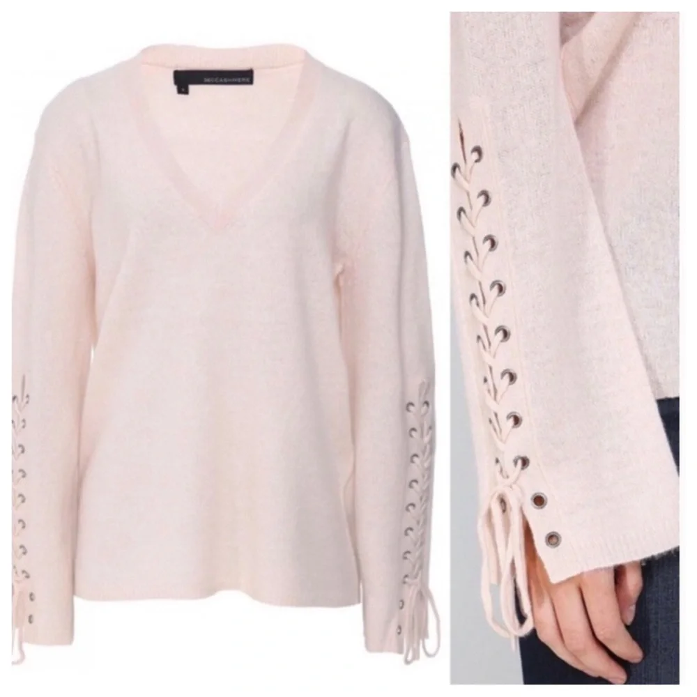 360 Cashmere Numi V-Neck Lace Up Sleeve Sweater